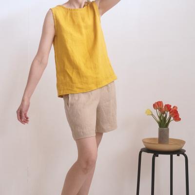 Linen sleeveless top, basic linen top - MURRAY