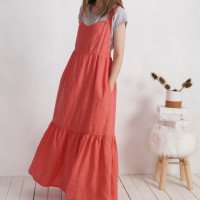 Robe longue en lin à bretelles croisées FLY