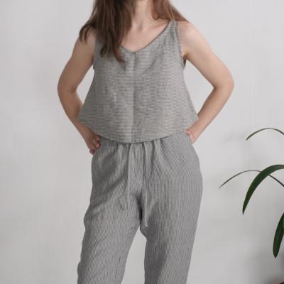 Linen swing crop top, linen summer top - LEA