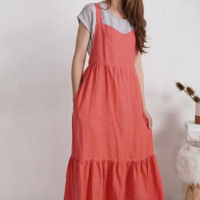 Robe longue en lin à bretelles croisées FLY