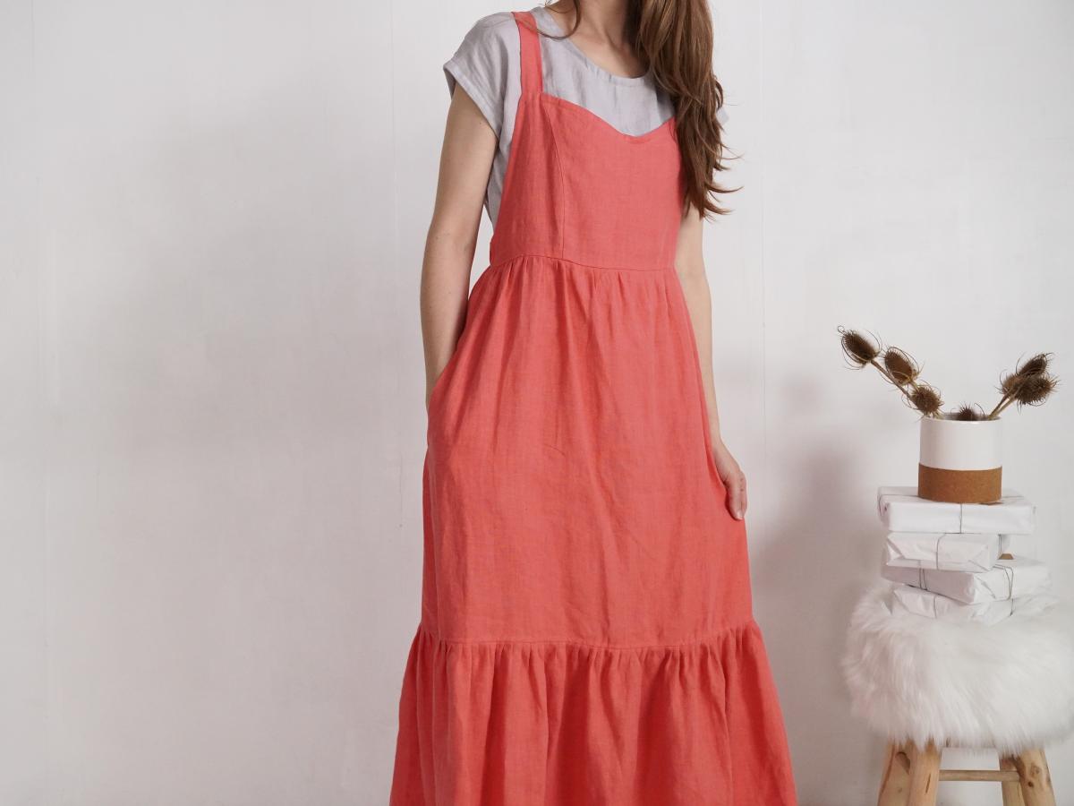 Robe longue en lin à bretelles croisées FLY
