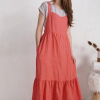 Robe longue en lin à bretelles croisées FLY