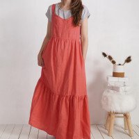 Robe longue en lin à bretelles croisées FLY
