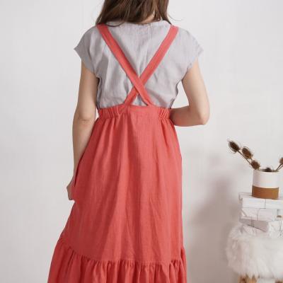 Robe longue en lin à bretelles croisées FLY