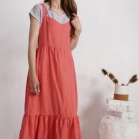 Robe longue en lin à bretelles croisées FLY