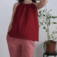 Haut en lin à encolure américaine LUNI