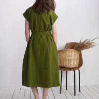 Robe chemise midi de grossesse en lin à ceinture LIMPOPO