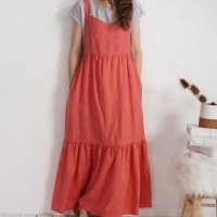 Robe longue en lin à bretelles croisées FLY