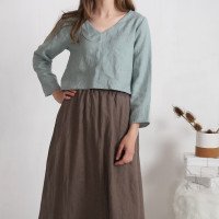 Blouse courte en lin à col V DNIESTER