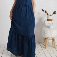 Robe longue en lin à bretelles croisées FLY