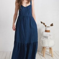 Robe longue en lin à bretelles croisées FLY