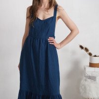 Robe longue en lin à bretelles croisées FLY