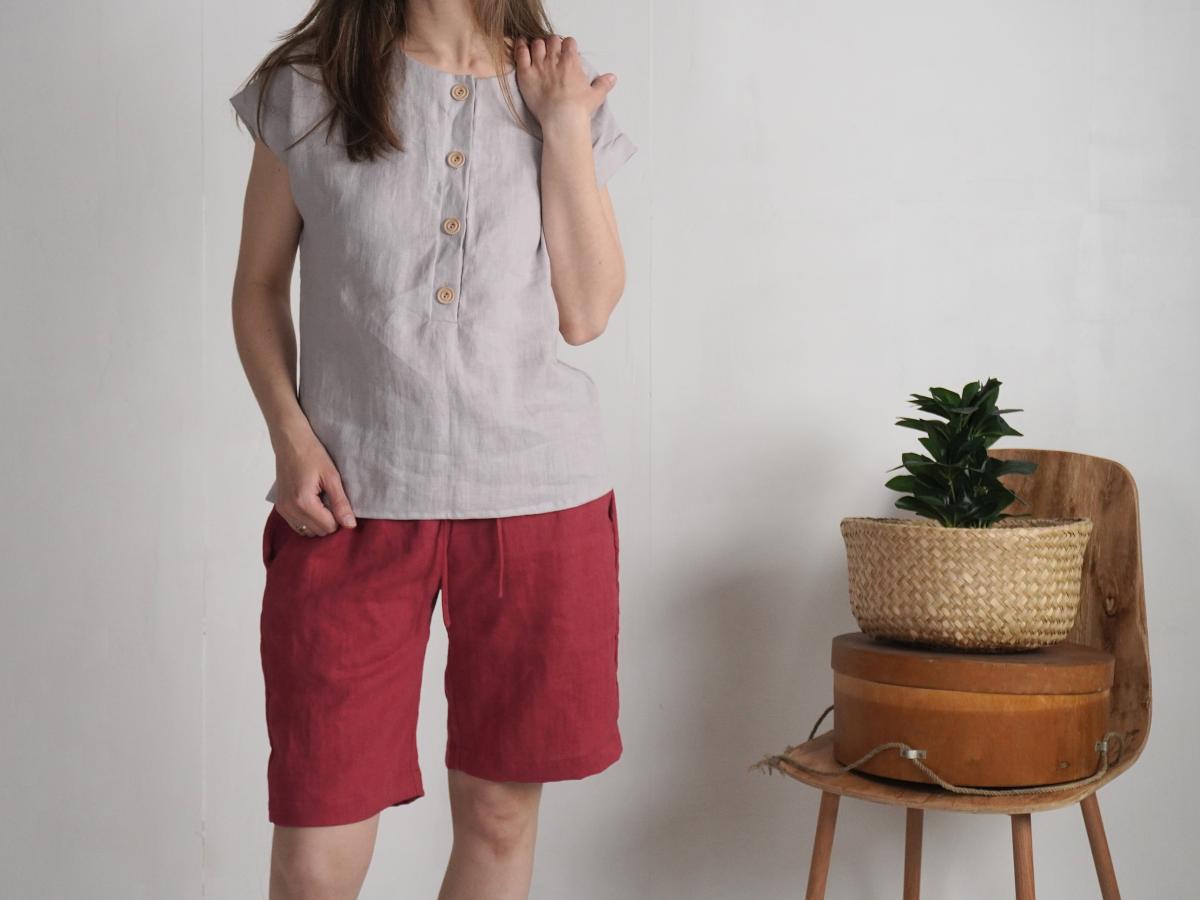 Blouse de grossesse en lin boutonnée devant KAMA
