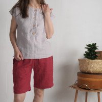 Blouse de grossesse en lin boutonnée devant KAMA