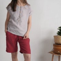 Blouse de grossesse en lin boutonnée devant KAMA