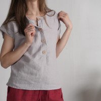 Blouse de grossesse en lin boutonnée devant KAMA