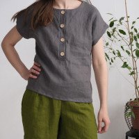 Blouse en lin boutonnée devant KAMA
