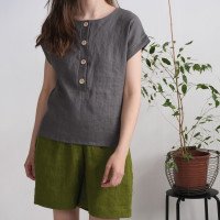 Blouse en lin boutonnée devant KAMA