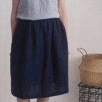 Jupe midi trapèze en lin MAGDALENA