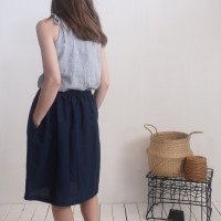 Jupe midi trapèze en lin MAGDALENA