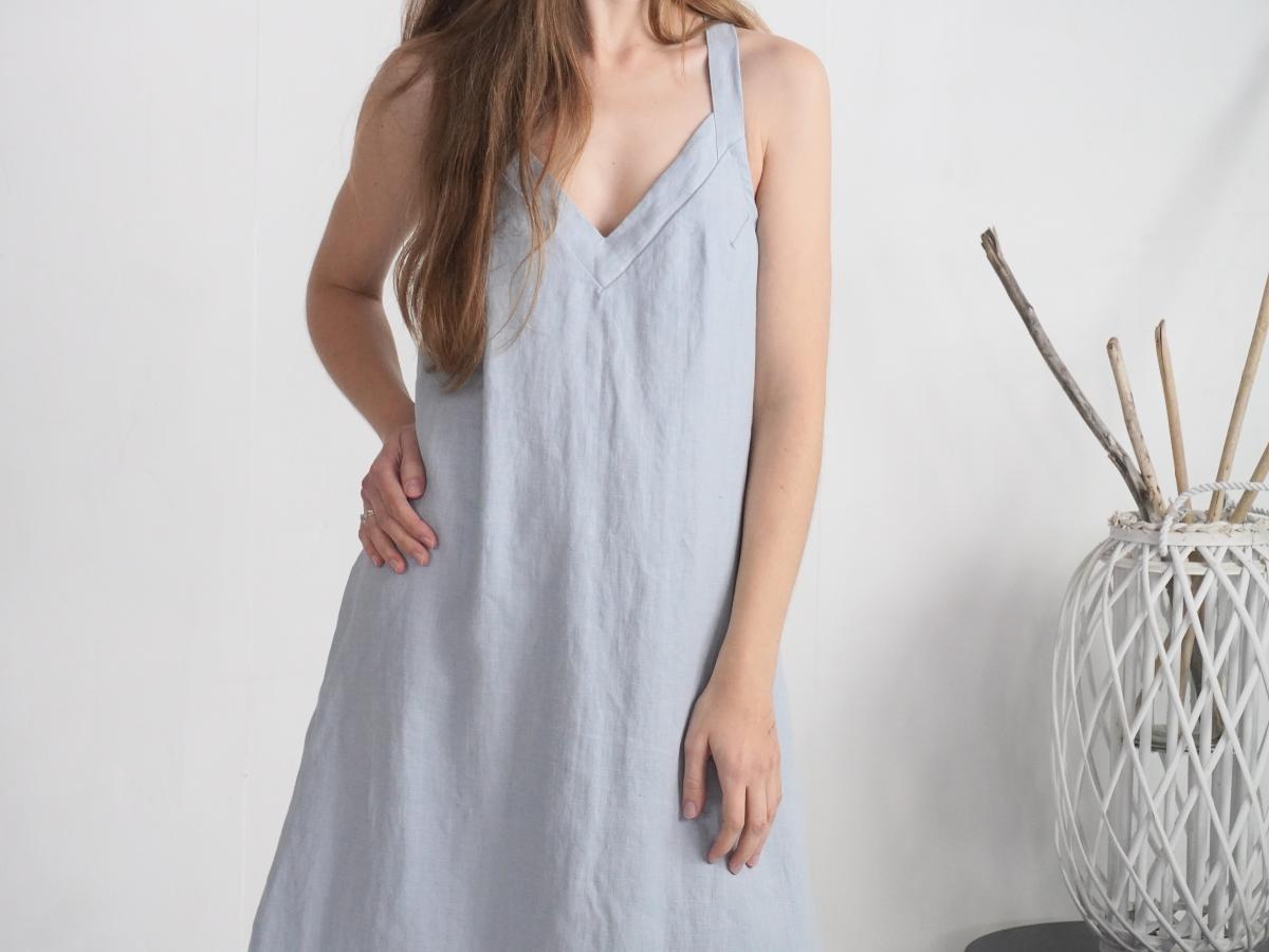 Robe de plage en lin à dos croisé CHENAB
