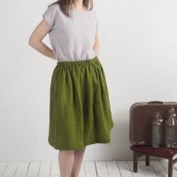 Jupe midi trapèze en lin MAGDALENA