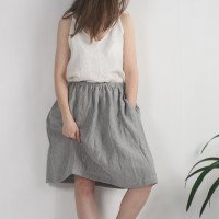 Jupe midi trapèze en lin MAGDALENA