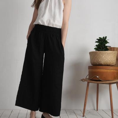 Pantalon large en lin à taille haute COOPER