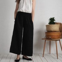 Pantalon large en lin à taille haute COOPER