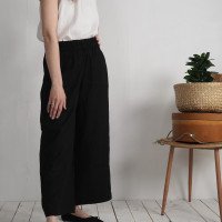 Pantalon large en lin à taille haute COOPER