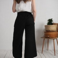 Pantalon large en lin à taille haute COOPER