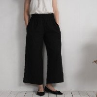 Pantalon large en lin à taille haute COOPER