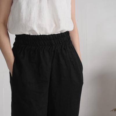 Pantalon large en lin à taille haute COOPER