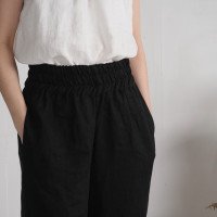 Pantalon large en lin à taille haute COOPER