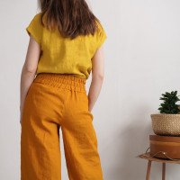 Pantalon large en lin à taille haute COOPER
