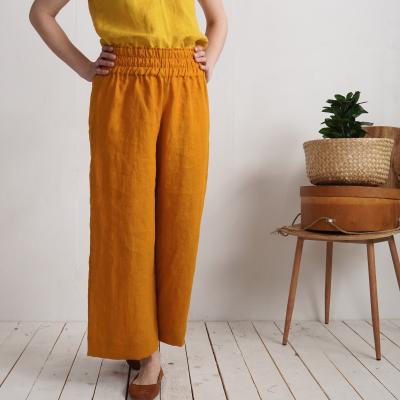Pantalon large en lin à taille haute COOPER