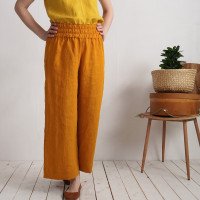 Pantalon large en lin à taille haute COOPER