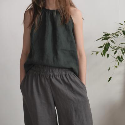 Pantalon large en lin à taille haute COOPER