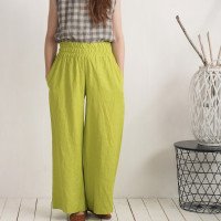 Pantalon large en lin à taille haute COOPER