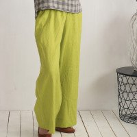 Pantalon large en lin à taille haute COOPER