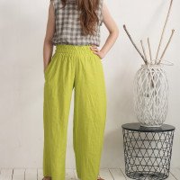 Pantalon large en lin à taille haute COOPER