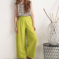 Pantalon large en lin à taille haute COOPER