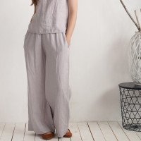Pantalon large en lin à taille haute COOPER