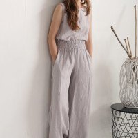 Pantalon large en lin à taille haute COOPER