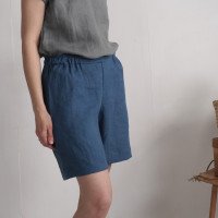Short en lin à taille haute NELSON