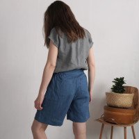 Short en lin à taille haute NELSON