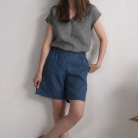 Short en lin à taille haute NELSON