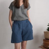 Short en lin à taille haute NELSON