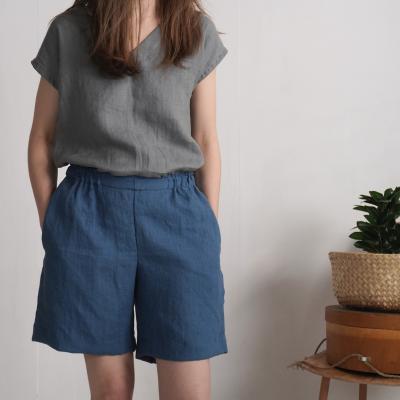 Short en lin à taille haute NELSON
