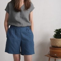 Short en lin à taille haute NELSON